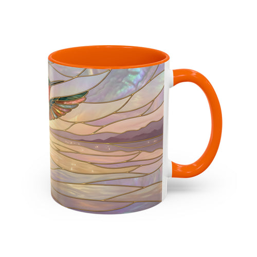 Serene Horizon Hummingbird Stained Glass Style Mug