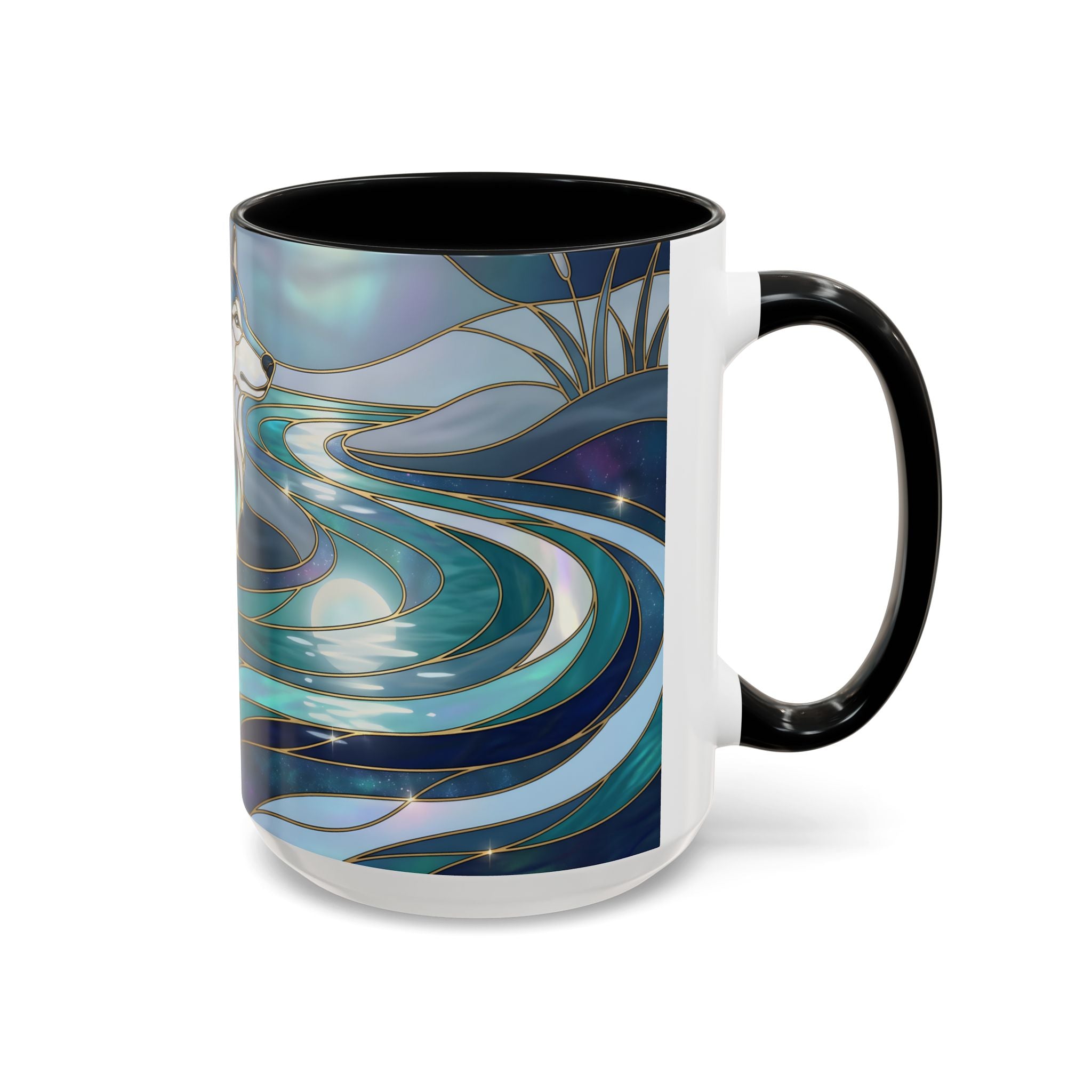 River Moon Wolf Stained Glass Style Mug