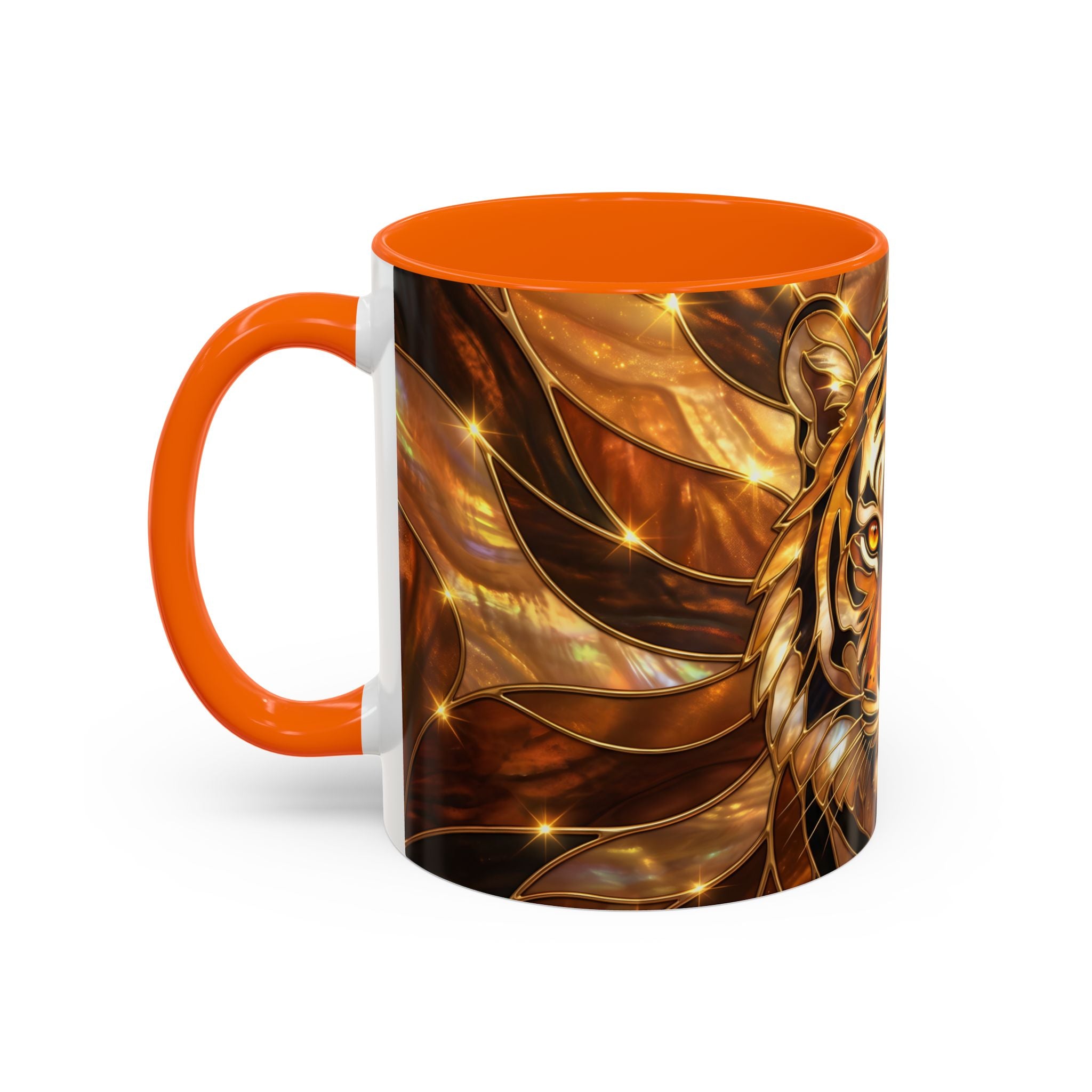Amber Tiger Stained Glass Style Mug