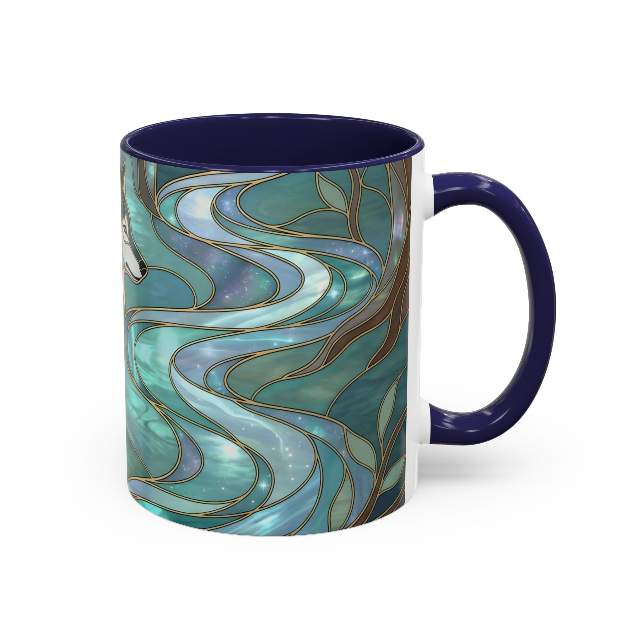 Forest Wolf Stained Glass Style Mug