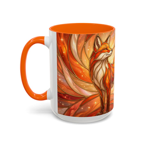 Orange Glow Fox Stained Glass Style Mug