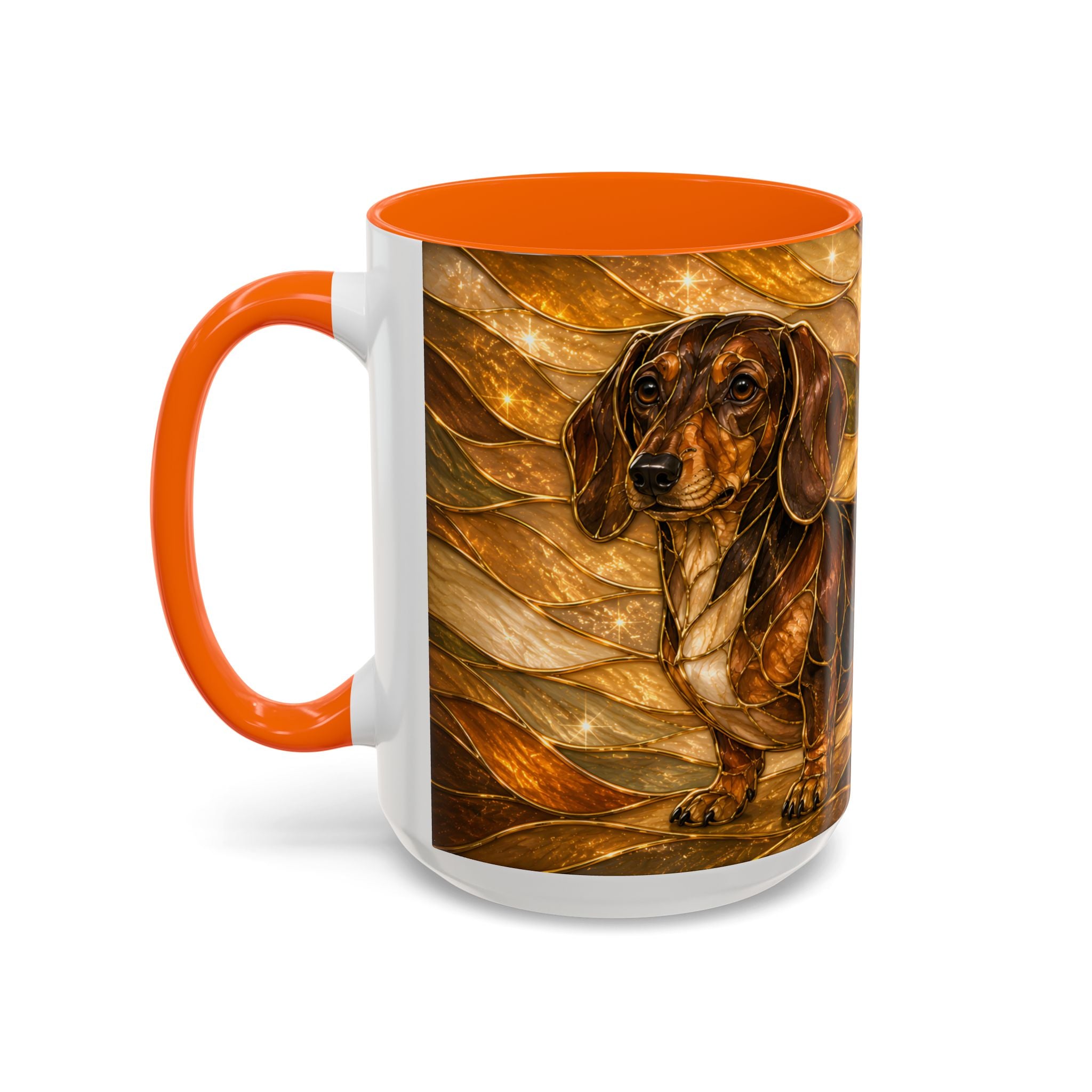 Golden Dachshund Stained Glass Style Mug