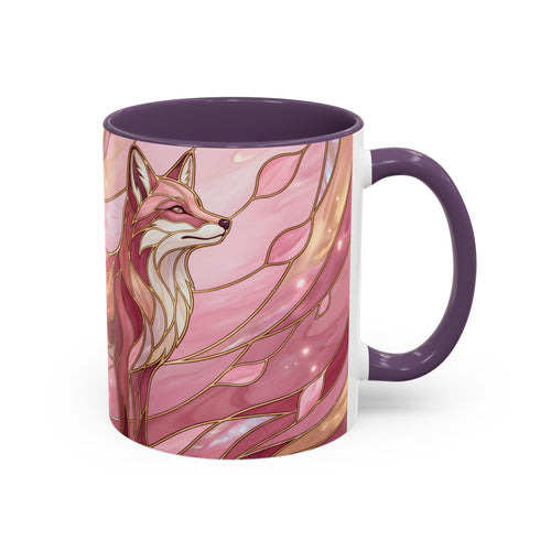 Rose Glow Fox Stained Glass Style Mug