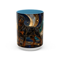 Warm Glow Rottweiler Stained Glass Style Mug