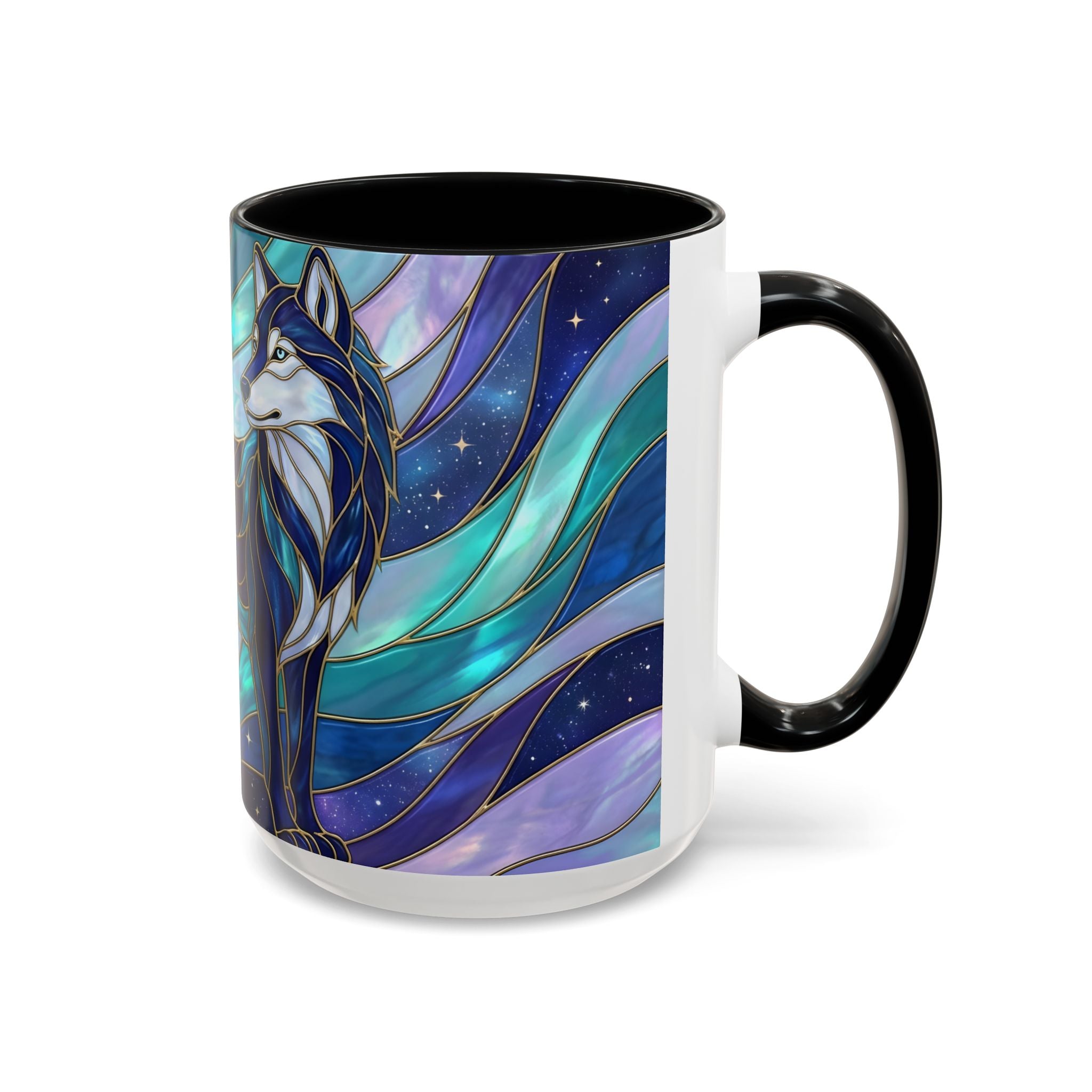 Celestial Wolf Stained Glass Style Mug