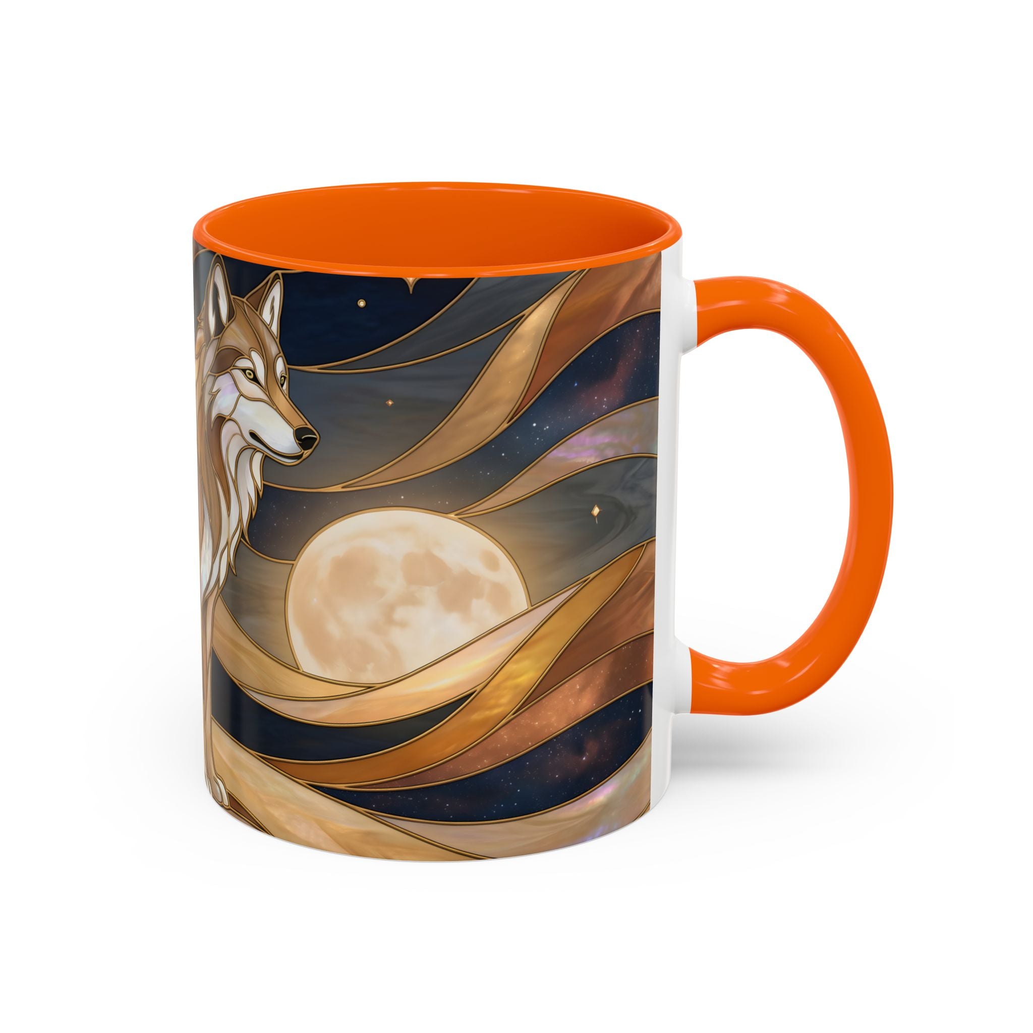 Nightscape Wolf Moon Stained Glass Style Mug