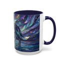 Starlit Lake Wolf Stained Glass Style Mug