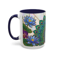 Floral Peacock Stained Glass Style Mug
