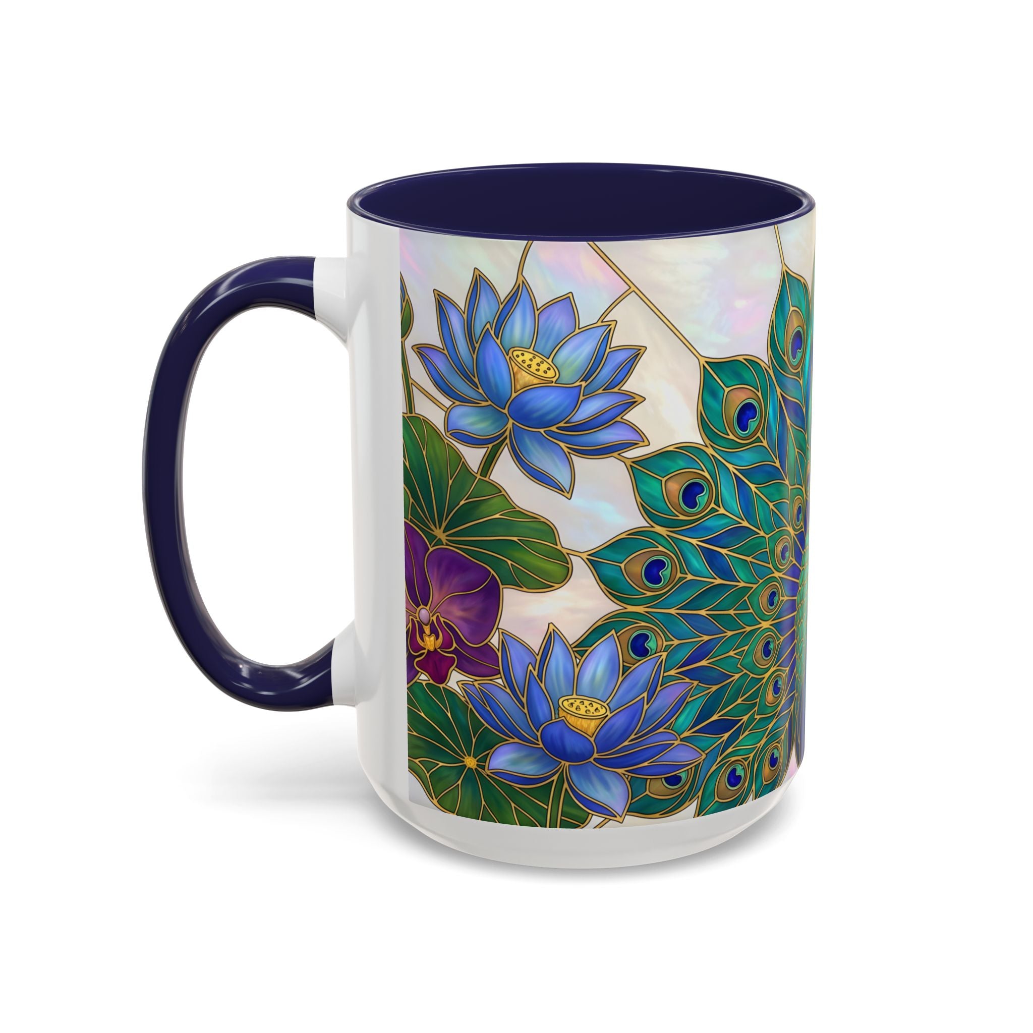 Floral Peacock Stained Glass Style Mug