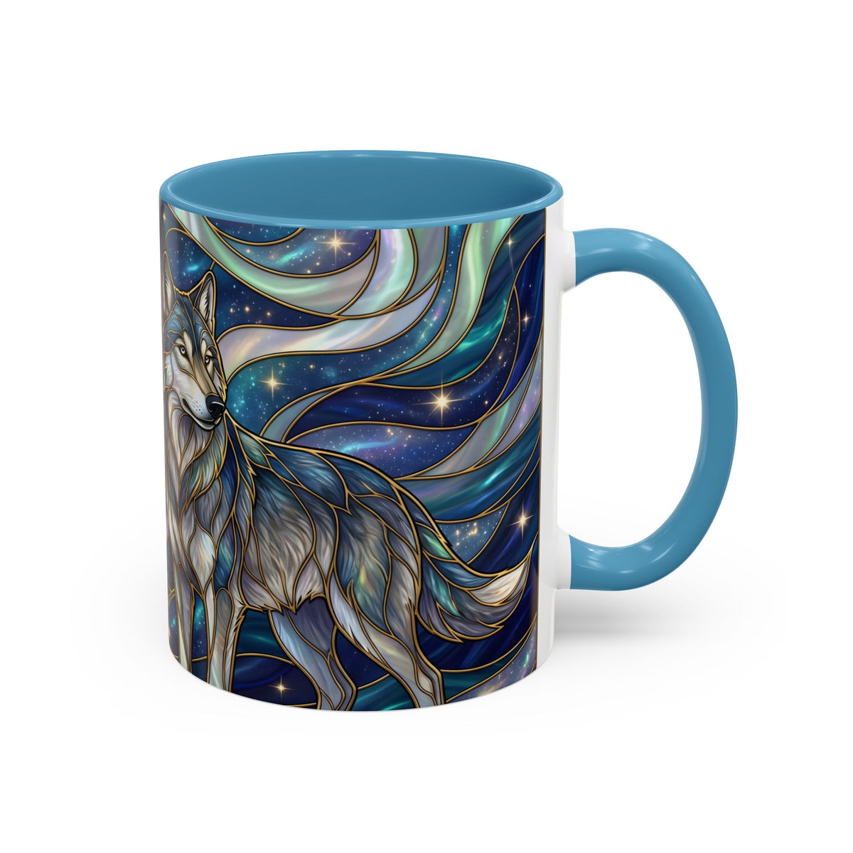 Twin Wolves Stained Glass Style Mug