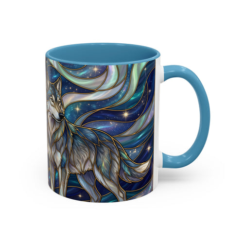 Twin Wolves Stained Glass Style Mug