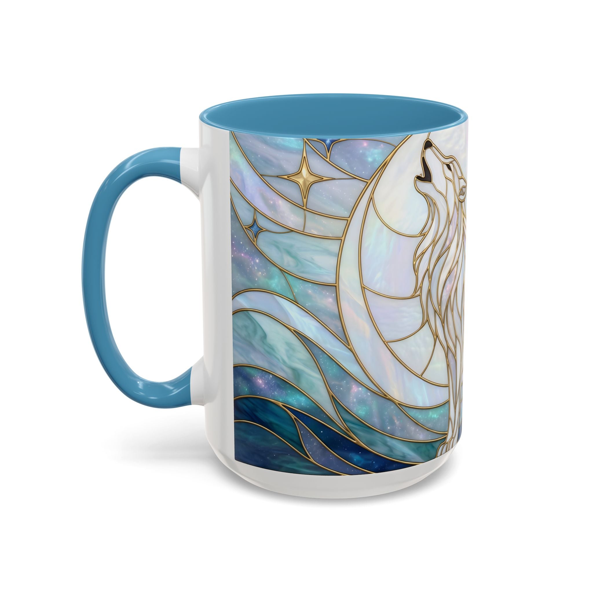 Pearl White Wolf Stained Glass Style Mug