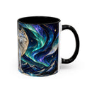 Aurora Mountain Wolf Stained Glass Style Mug