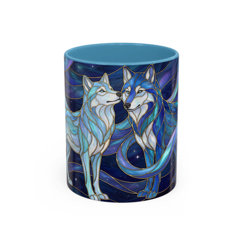 Wolf Kiss Stained Glass Style Mug