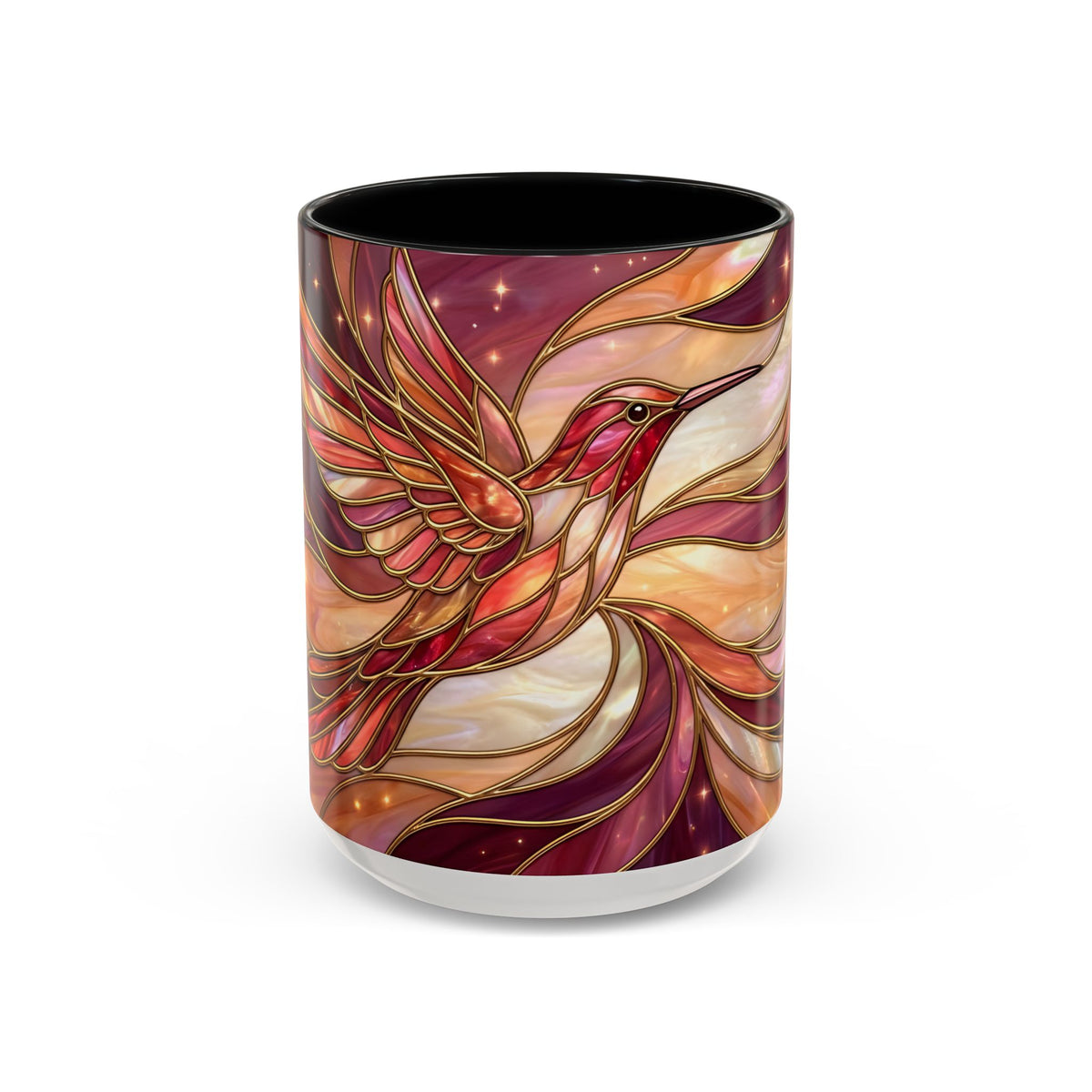 Rose Glow Hummingbird Stained Glass Style Mug
