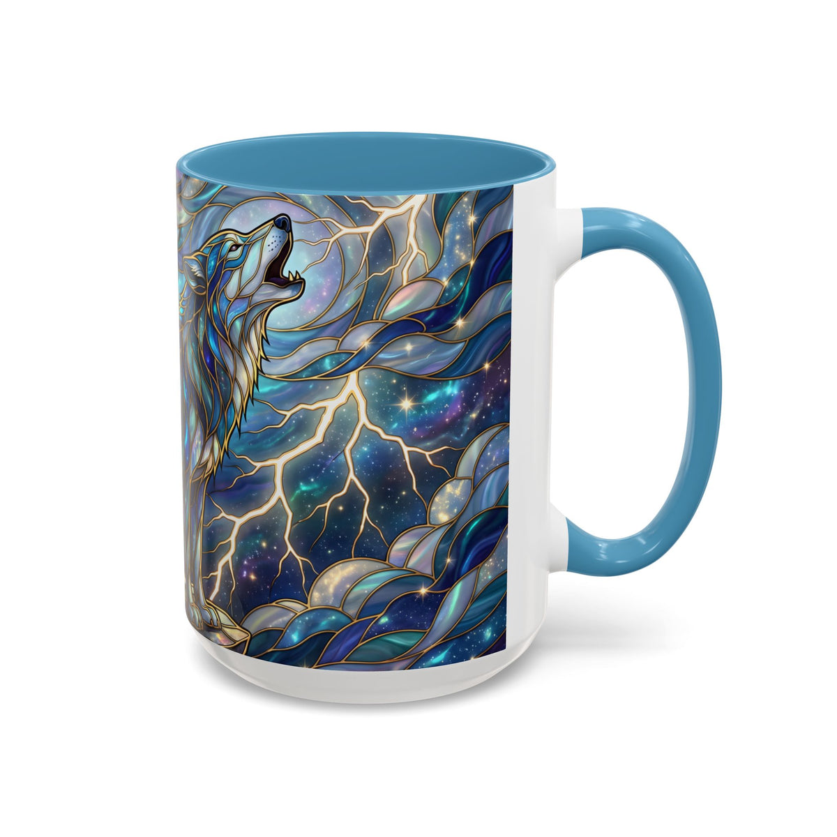 Storm Sky Wolf Stained Glass Style Mug