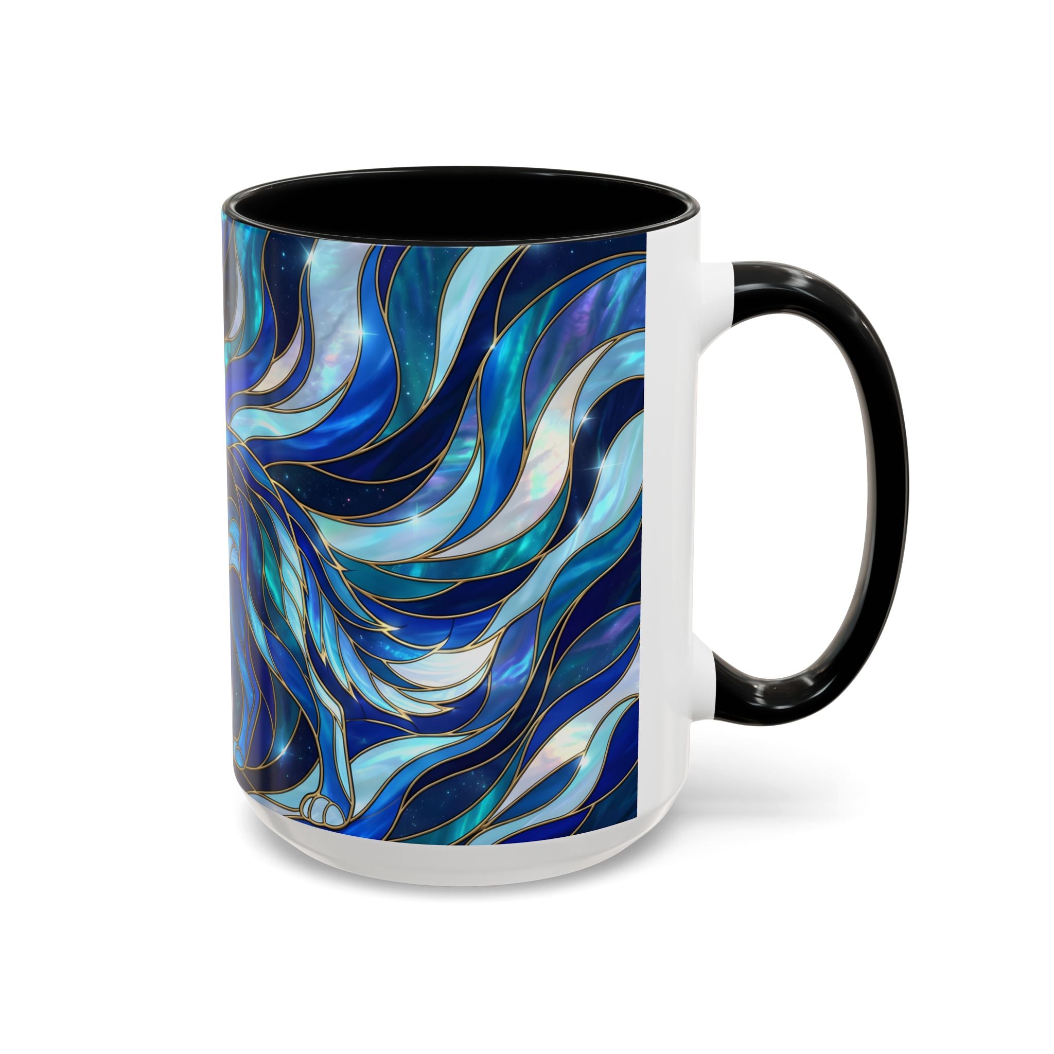 Cobalt Wolf Stained Glass Style Mug
