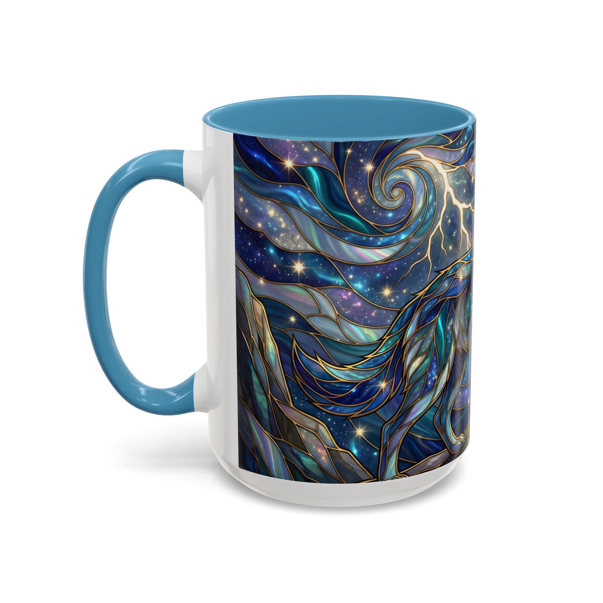 Storm Sky Wolf Stained Glass Style Mug