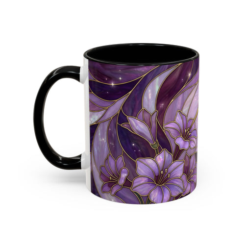 Purple Bloom Hummingbird Stained Glass Style Mug