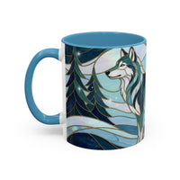 Pine Forest Wolf Stained Glass Style Mug