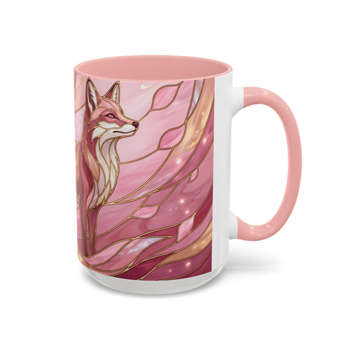 Rose Glow Fox Stained Glass Style Mug