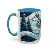 Pine Forest Wolf Stained Glass Style Mug