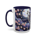 Night Sakura Wolf Stained Glass Style Wolf Coffee Mug