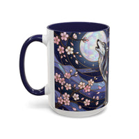 Night Sakura Wolf Stained Glass Style Wolf Coffee Mug