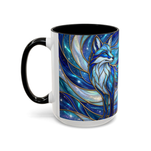 Blue Glow Fox Stained Glass Style Mug