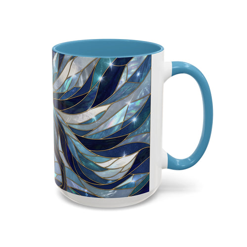 Icy Blue Fox Stained Glass Style Mug
