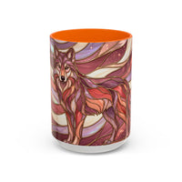 Rose Gold Wolf Stained Glass Style Mug