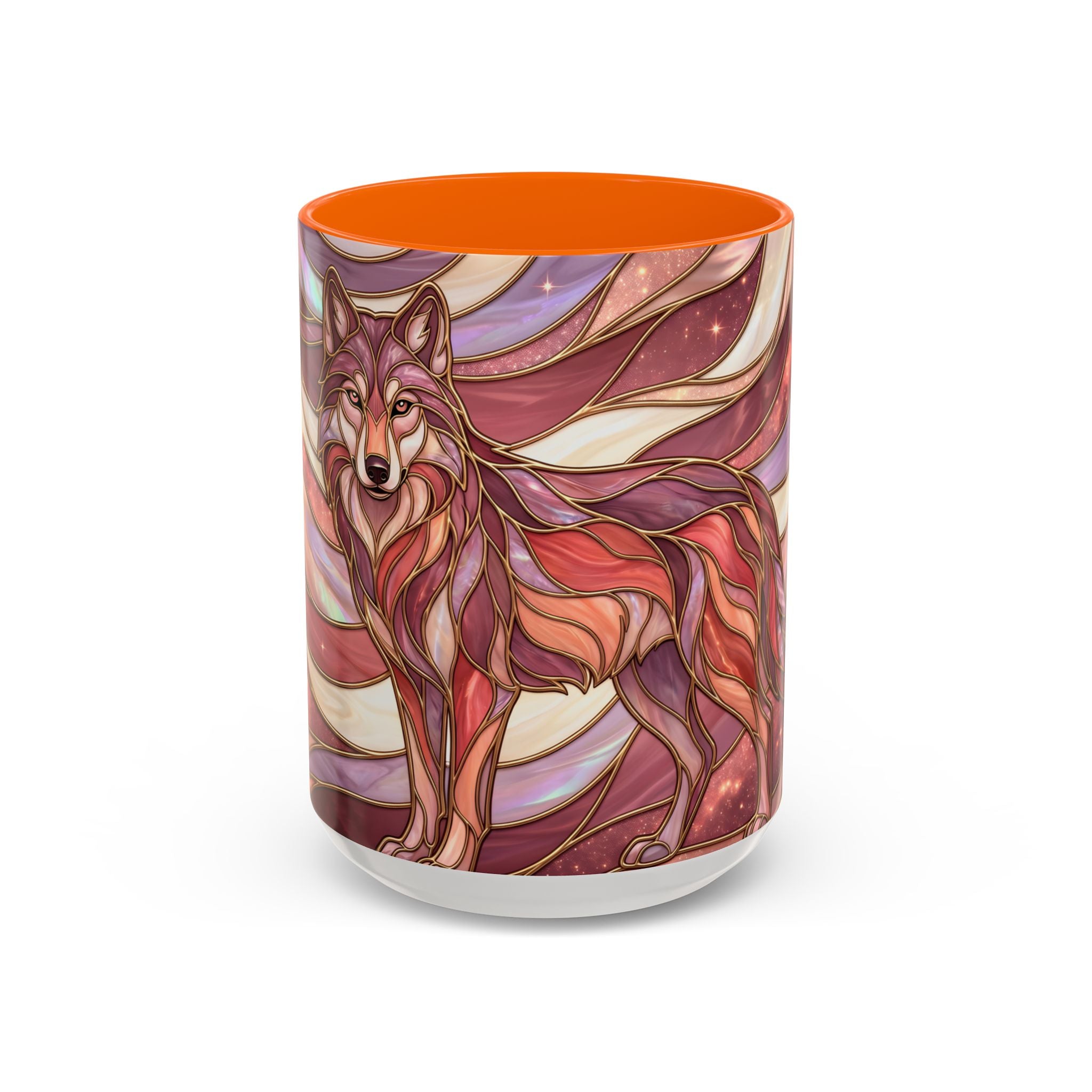 Rose Gold Wolf Stained Glass Style Mug