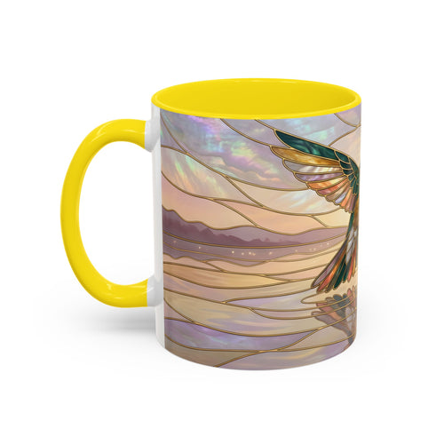 Serene Horizon Hummingbird Stained Glass Style Mug