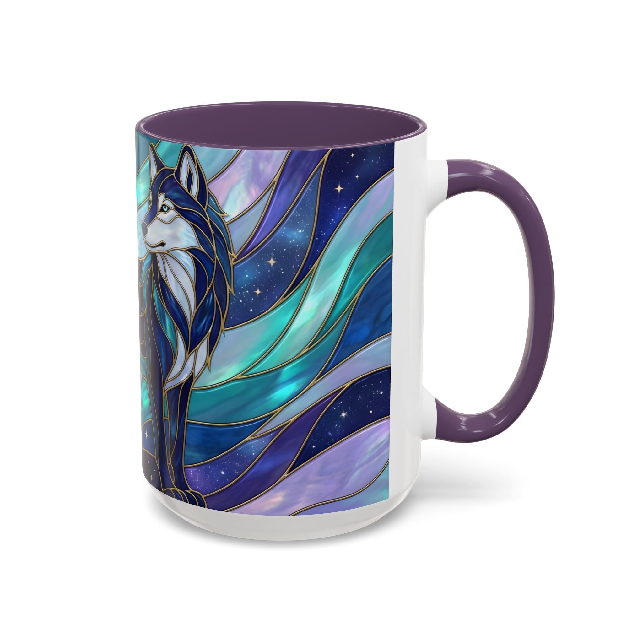 Celestial Wolf Stained Glass Style Mug