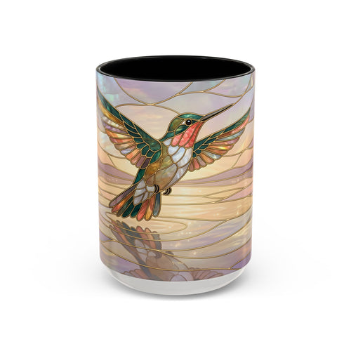 Serene Horizon Hummingbird Stained Glass Style Mug