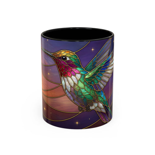 Sunset Sky Hummingbird Stained Glass Style Mug
