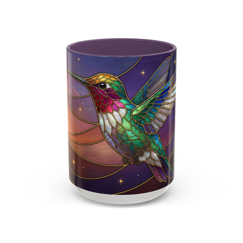 Sunset Sky Hummingbird Stained Glass Style Mug