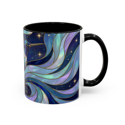 Blue Glow Hummingbird Stained Glass Style Mug
