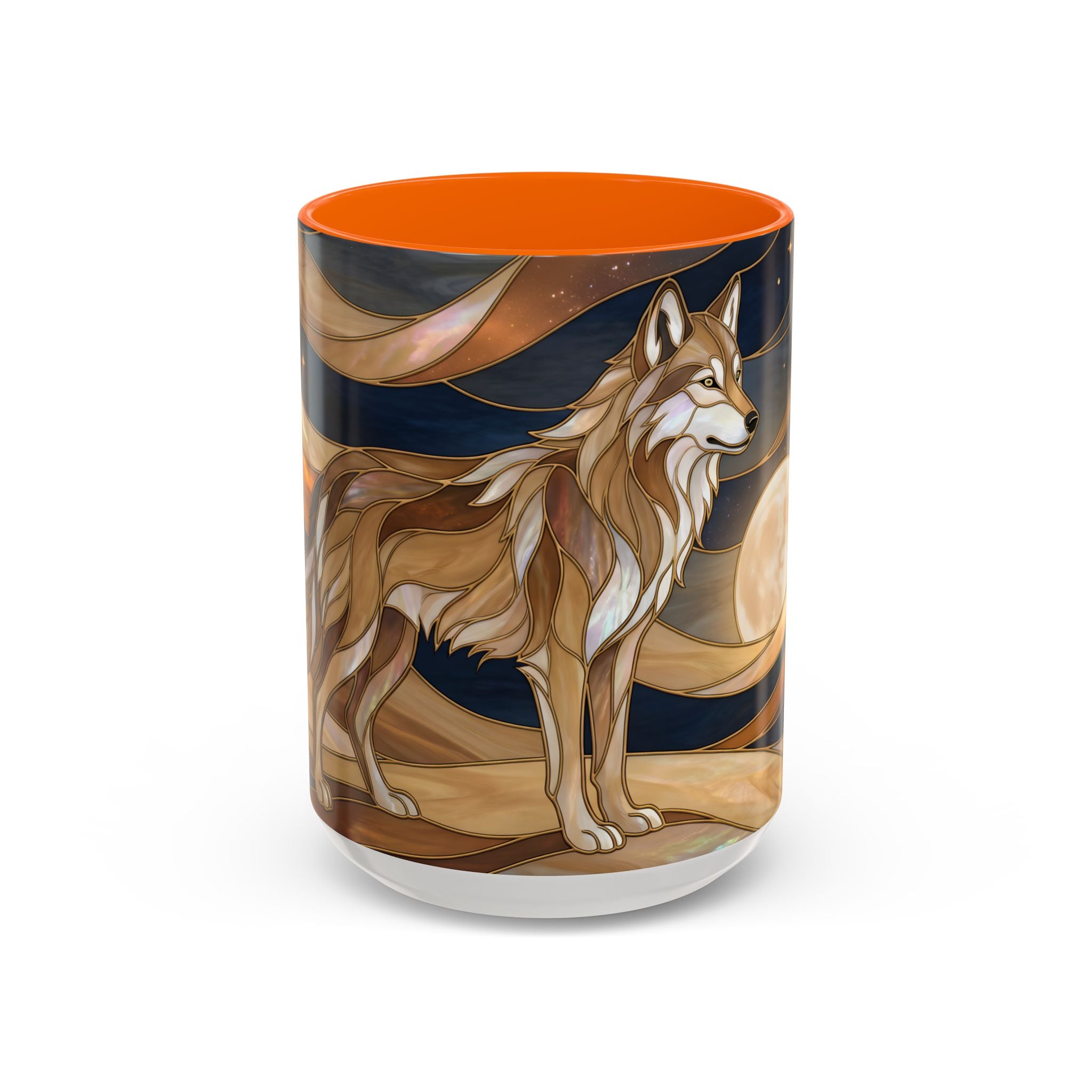 Nightscape Wolf Moon Stained Glass Style Mug