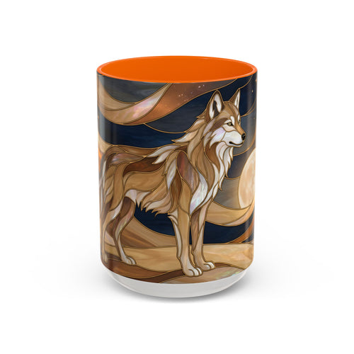 Nightscape Wolf Moon Stained Glass Style Mug