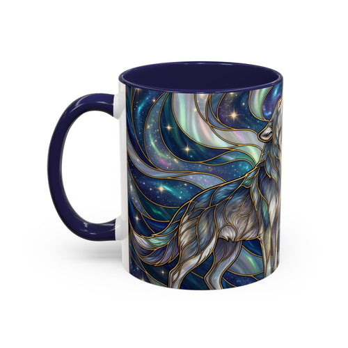 Twin Wolves Stained Glass Style Mug