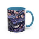 Night Sakura Wolf Stained Glass Style Wolf Coffee Mug