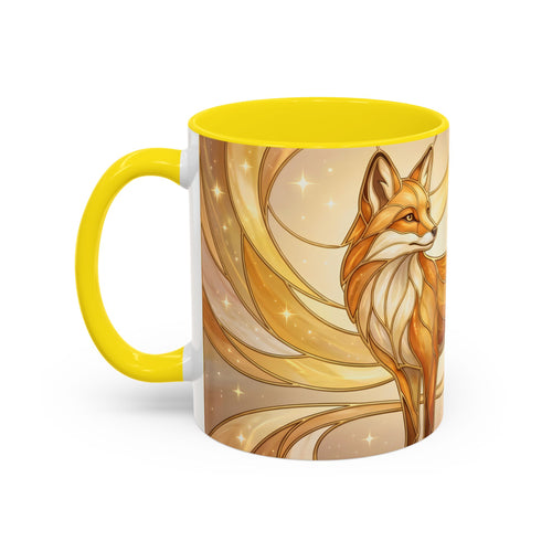 Golden Glow Fox Stained Glass Style Mug