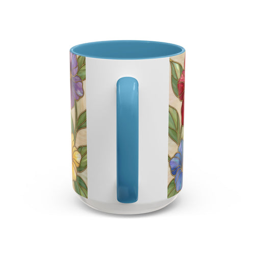 Garden Bloom Hummingbird Stained Glass Style Mug