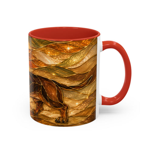 Golden Dachshund Stained Glass Style Mug