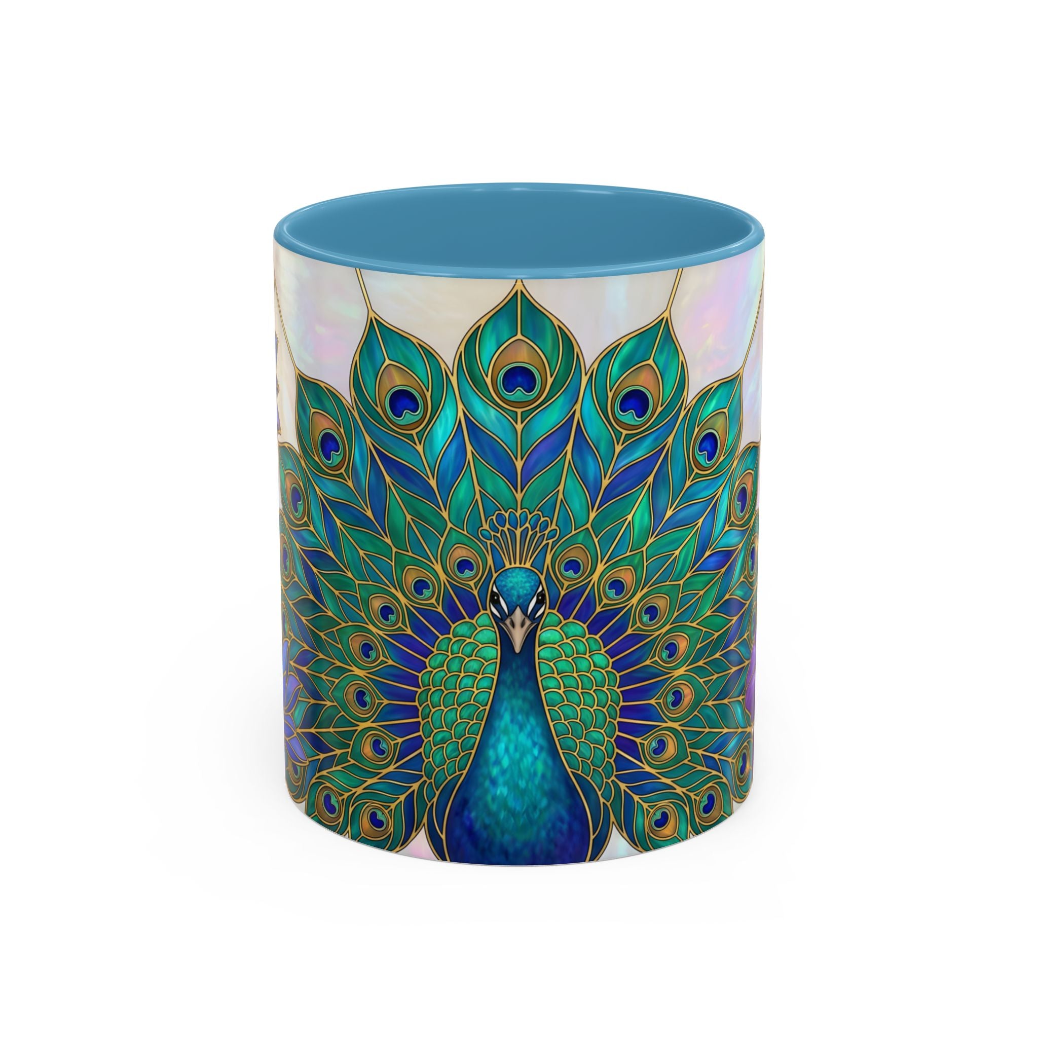Floral Peacock Stained Glass Style Mug