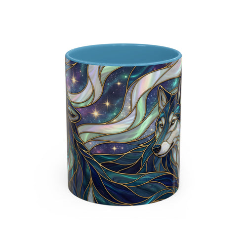 Starlight Wolf Stained Glass Style Mug