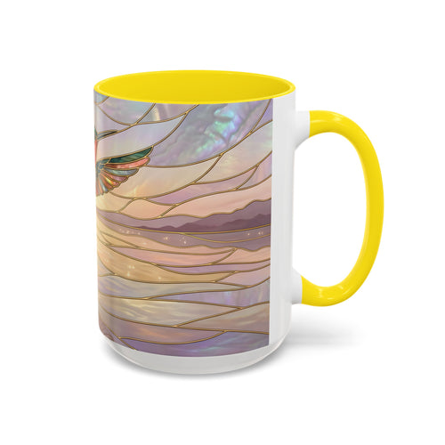 Serene Horizon Hummingbird Stained Glass Style Mug