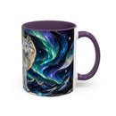 Aurora Mountain Wolf Stained Glass Style Mug