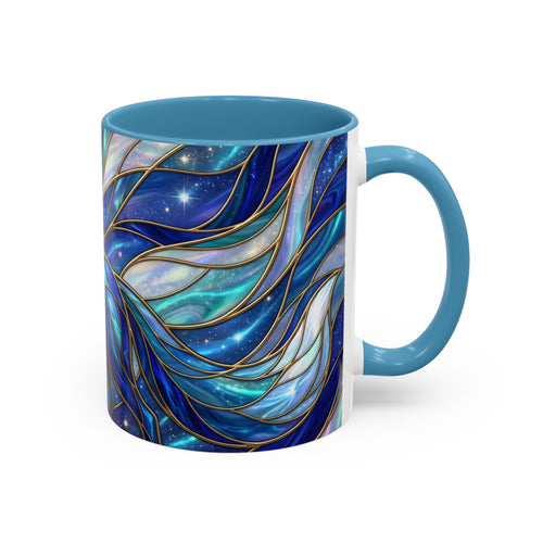 Blue Glow Fox Stained Glass Style Mug
